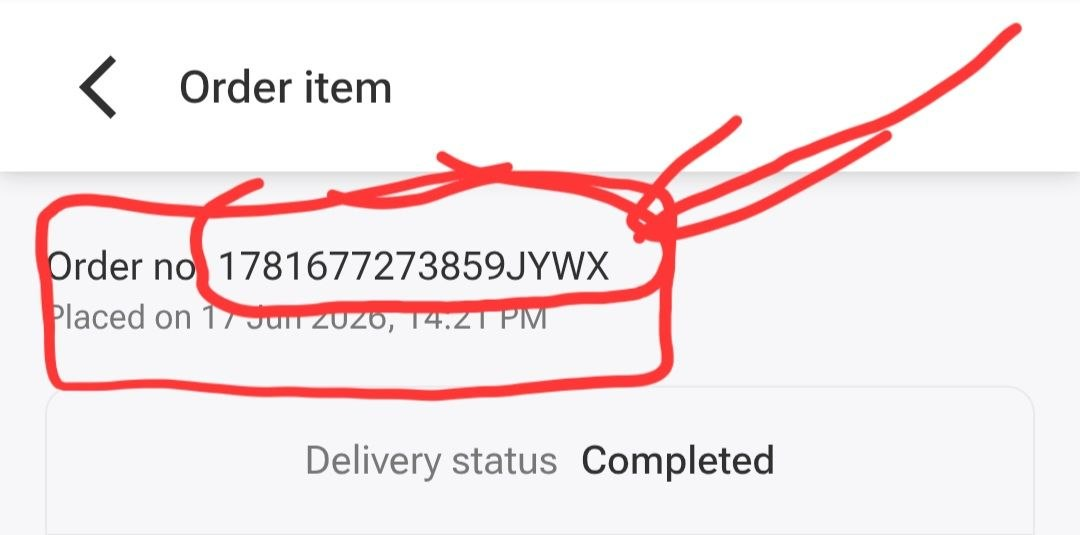 Example showing where to find the G2 order number